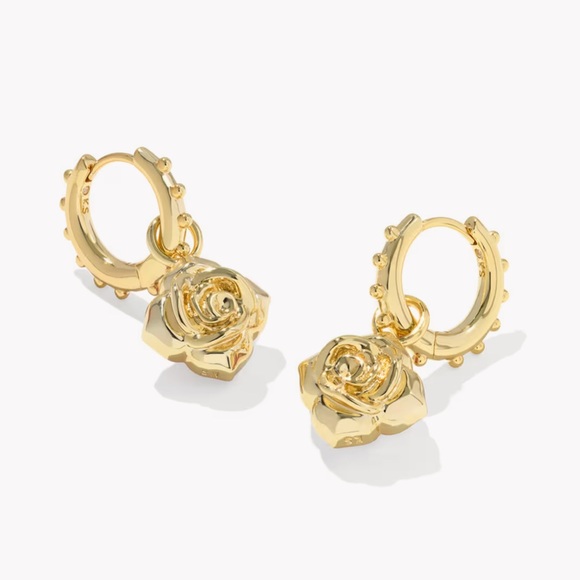 Kendra Scott Mallory Gold Pink Rose Convertible Huggie Hoop Earrings NWT - Picture 4 of 12